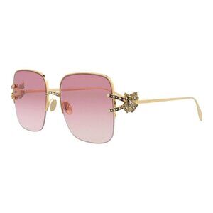 Alexander McQueen Womens Square/Rectangle Gold Gold Red Fashion Designer Eyewear
